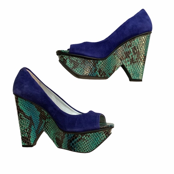 Calvin Klein Shoes - Calvin Klein blue suede kainen heels snake print